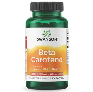 Swanson Beta-Carotene Vitamin A 25000 IU Softgels - Skin, Eye, and Immune System Health - Antioxidant Support - 7500 mcg (300 Softgels)