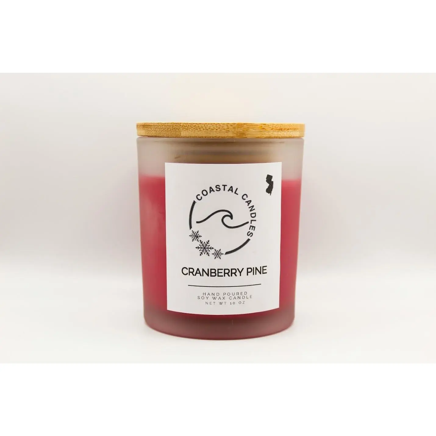 Cranberry Pine Candle Eco-Friendly 10 oz Frosted Jar Sustainable Soy Wax Handcrafted Aromatherapy Relaxing Natural Home Fragrance