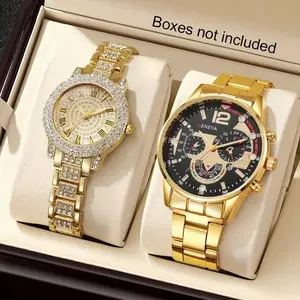 Luxury Rhinestone Couple Watch Set, High End Watch, Quartz and Simulated Mechanical Watches, Perfect Gift for Valentine's Day, Mother's Day, Father's Day