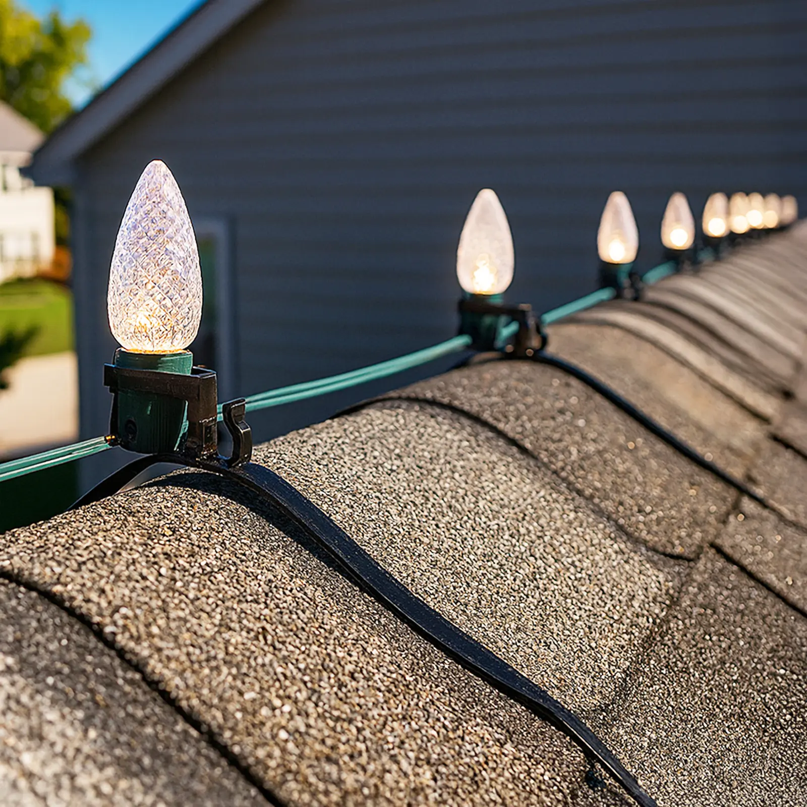 Brilliant Brand Lighting Rooftop Ridge Line Mounting Clips for Christmas Lights - 25 Pack for C6, C7, C9, & Rope Lighting - 10", 12", and 13" Shingles