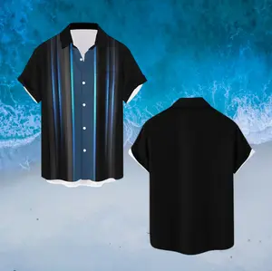 QIVICIMA Mens Bowling Shirts Hawaiian Shirt Big and Tall Retro Button Up Vintage Guayabera Camp Shirt
