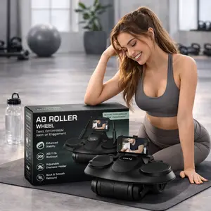 Upgraded Ab Roller Wheel with Elbow Support, Dual Wheels, Knee Mat, Mobile Stand & Digital Timer for Ab Training, Home Core Strength Workouts (2026 Black, White Options)