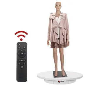 Motorized Rotating Display Stand, Remote Control Rotating Display Stand, 360 Degree 16.54inch 220 Lbs Load Electric Rotating Platform for Photography Products, Live Video Show, Angle Speed-White Color