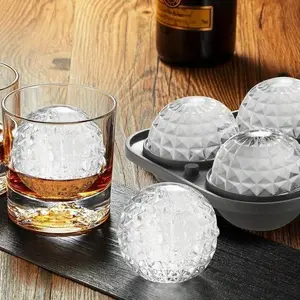 Large Silicone Spherical Ice Mold with Funnel - 3D Crystal Ball Ice Maker for Whiskey, Kitchen Accessories, Durable Bar Utensils Gift for Men, Compatible with Roostertails (Black/Gray), Guys Gifts, Male Gifts