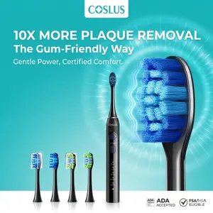 COSLUS C30 Sonic Electric Whitening Toothbrush,41,000 VPM,Rechargeable Electric Toothbrush-5 Modes & 3 Intensities, Gum Care, 4 Brush Heads (2W+2U),  Portable for Travel, Daily Oral Cleansing