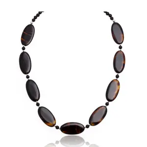 Natural Black Onyx and Nickel Certified Authentic Navajo Native American Necklace 790107