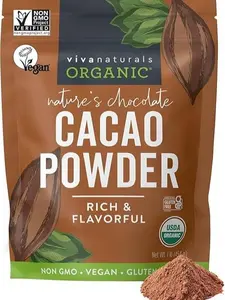 Organic Cacao Powder, Unsweetened, 1 lb (454 g) – Rich Dark Chocolate Flavor, Perfect for Baking, Smoothies & Hot Chocolate – Vegan, Keto, Paleo, Non-GMO & Gluten-Free Cocoa Powder