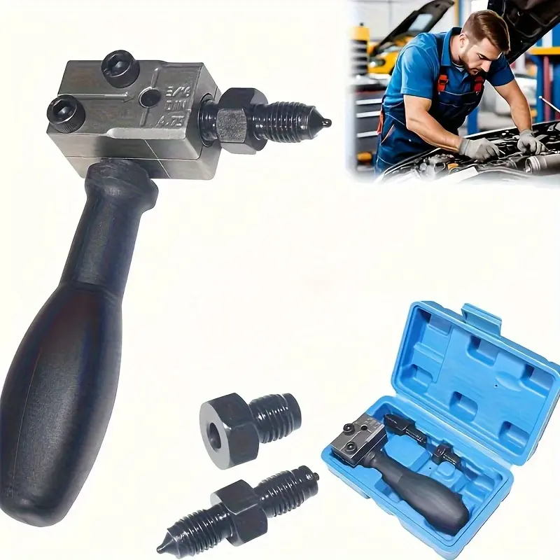 1 Set Universal Car Brake Line Flaring Tool Kit, Precision Automotive Brake Wire Crimping Tool, 3/16 Inch Double-Sided Flare Tool Set, 45-Degree Universal Vehicle Brake Repair Tools, Easy to Use, Auto Brake Line Expander for Professionals,car accessories