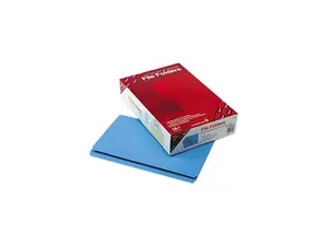 Smead 17010 File Folders, Straight Cut, Reinforced Top Tab, Legal, Blue, 100/Box