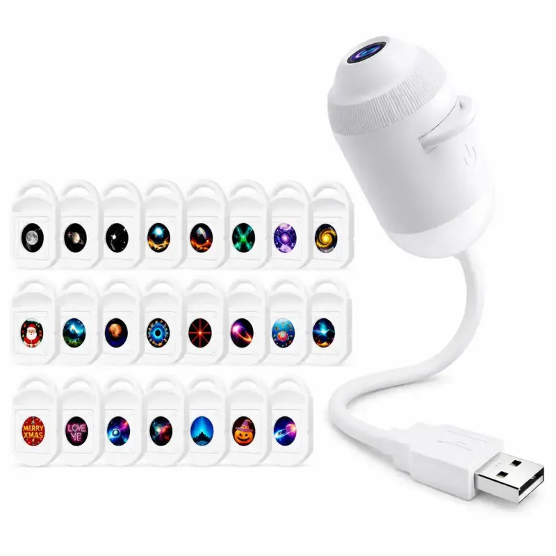 2-in-1 Galaxy Projector Light, USB-Powered Starry Sky Night Light with Adjustable Brightness, HD Smart Dynamic 5D Holographic Projector (Includes 3,6,12,24 Films)
