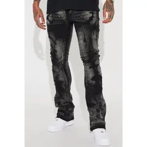 No Cap Stacked Skinny Flare Jeans - Black Wash