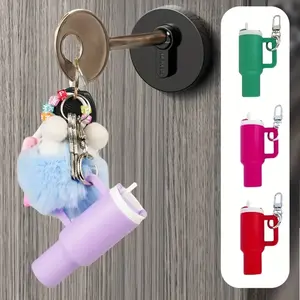 Mini Tumbler Keychain Set, 10-Piece with Detachable Lipstick & Lip Gloss Holder, Stylish Keychain Fashion Accessory for Backpacks & Cars, Perfect Gift Idea, Keychain for Bags, Keychain Accessories