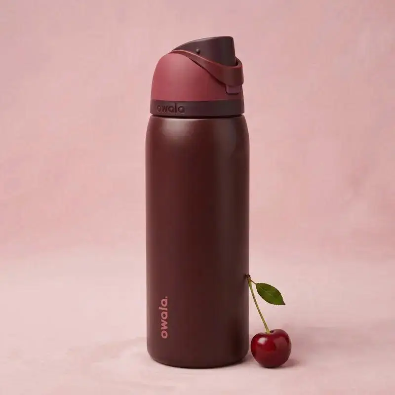 Owala FreeSip Burgundy Berry Water Bottle Insulated Stainless Steel Leakproof Straw Lid Travel Gym Tumbler Cup Holder Friendly Gift for Her