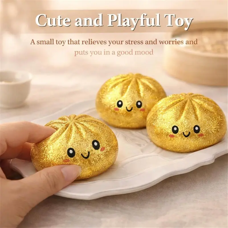 Dumpling Squishy Toy for Cats, Mini Dumpling Squishy Glitter Squeeze-Type Sensory Stress Relief Toy with Box (Ideal for Pet Lovers, Summer Vibes)