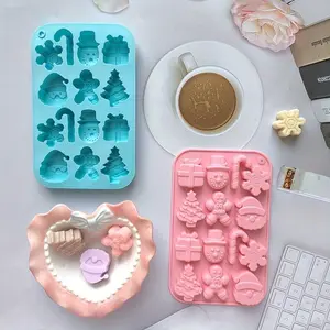 14-Cavity Silicone Ice Cube Mold, Santa Claus Snowflake Christmas Tree Shapes, Candy Chocolate Maker, DIY Baking Tool for Home Use