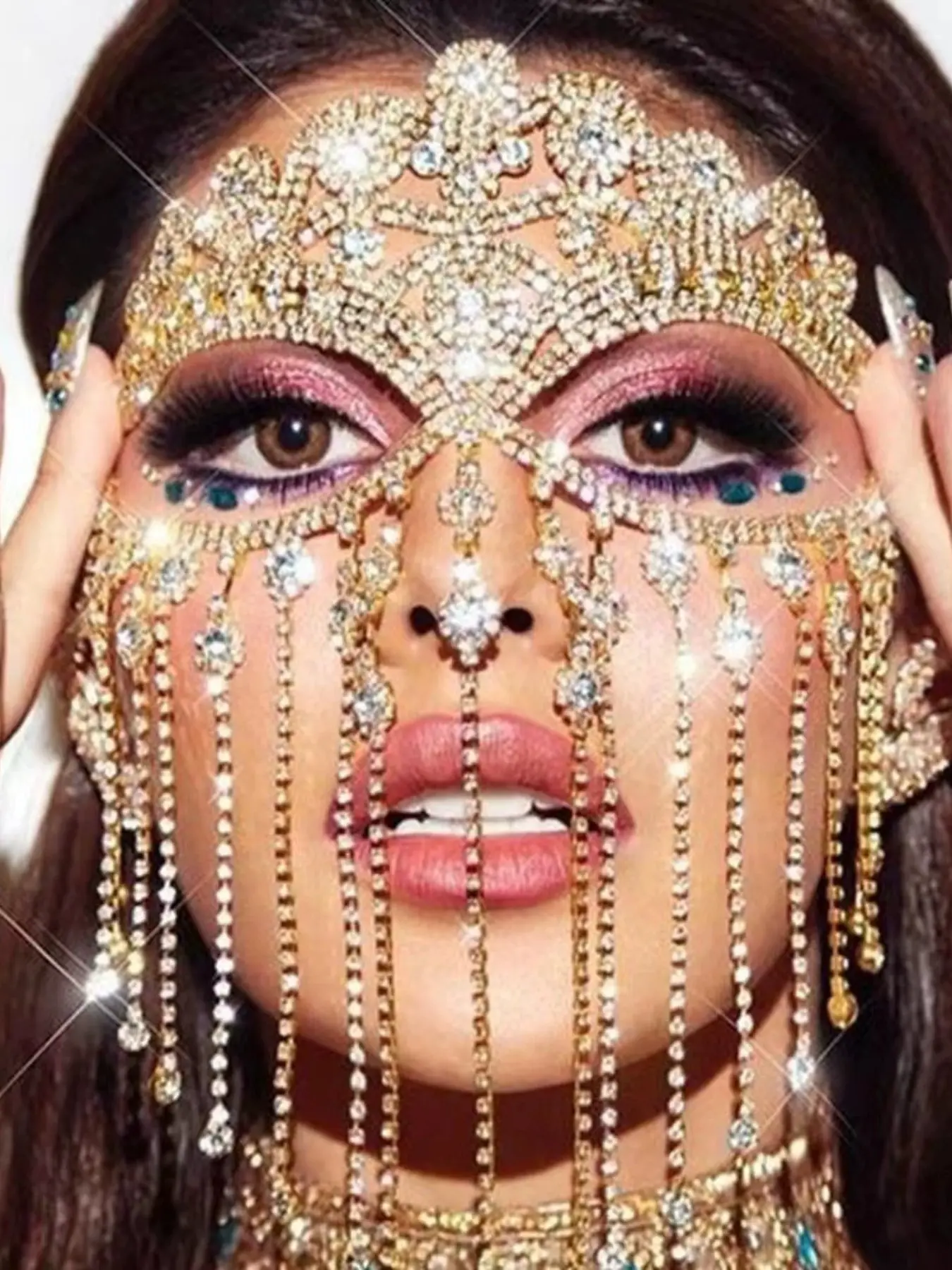 Luxurious Rhinestone Face Mask for Women, Party Stage Accessory, Party Accessories, Party Supplies, Glittering Design, Evening Event Decoration, Elegant Look