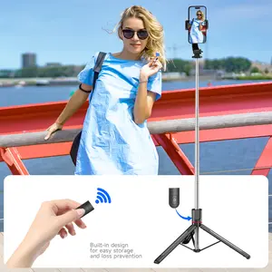 F15 with Wireless Remote 68 Inch Selfie Stick Phone Desktop Stand Tripod for Iphone Android Smartphone Shooting Vlog