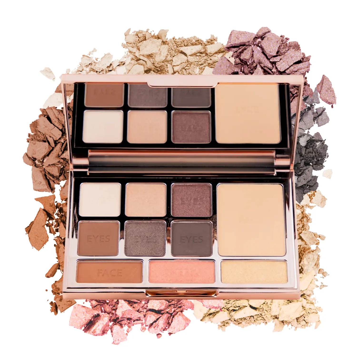 LUMINESS Face Time Essentials Palette - 10-in-1 Cosmetic Set with Bronzer, Blush, Highlighter, Eyeshadow, Face Powder, Smooth, Blendable Matte Pigmented Formula for Radiant Lid & All-in-1 Look, Travel Compact, Setting Powder, Shimmery, Triethylhexanoin, C