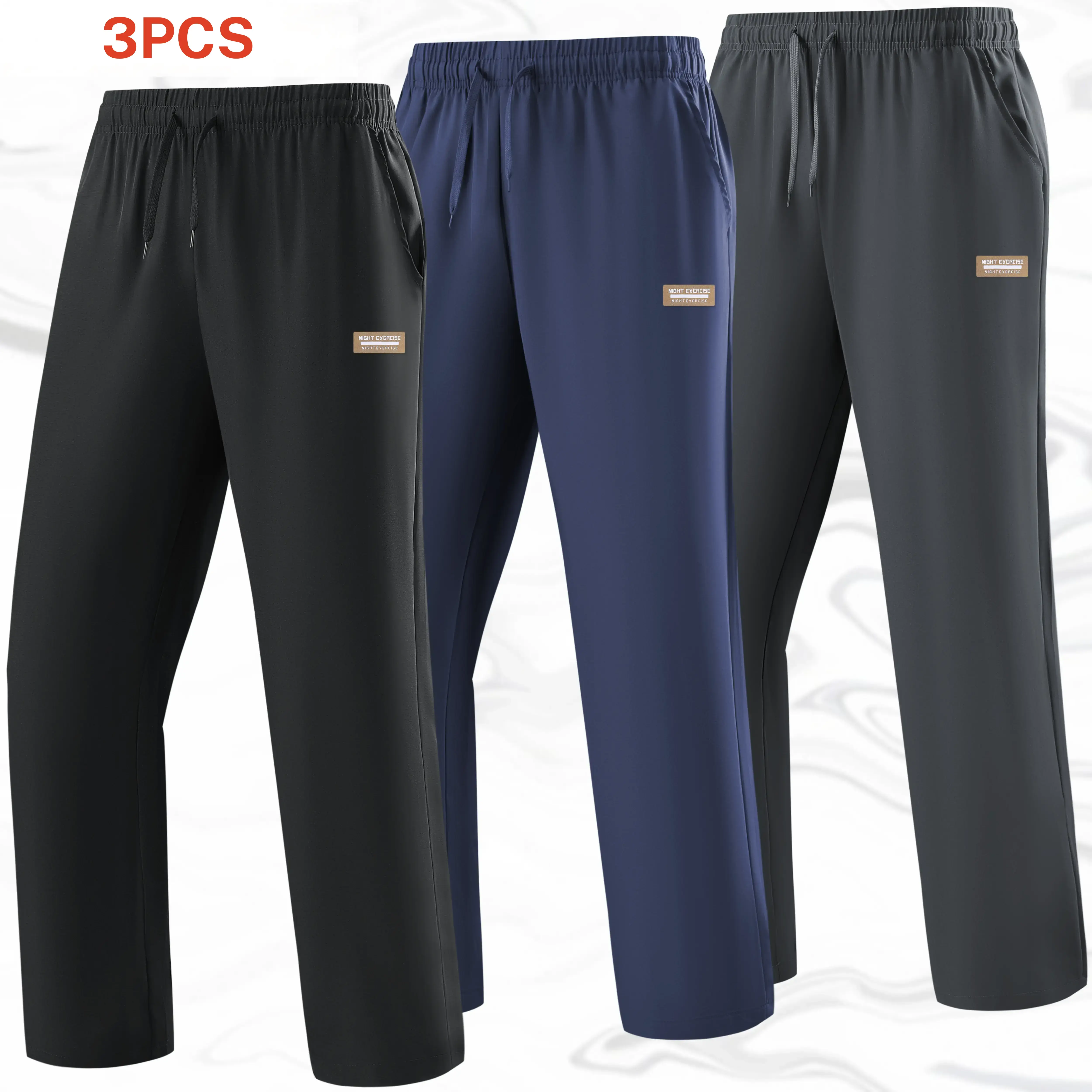 Three labeled men's pants, the style is casual and simple, the small label on the side adds exquisite details, the waist of the drawstring is easy to adjust, the fabric is smooth and skin friendly, and the version is loose and stretched. It is suitable fo