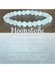 Handcrafted Moonstone, 8Mm Stone of New Beginnings, And Responsive to Triggers, Natural Stone Colors May Vary from The Images, Moonstone Bracelet