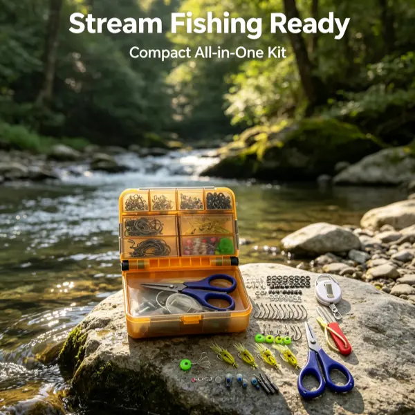 255Pcs Fishing Lure Kit with Tackle Box - All-in-1 Tackle Set, Pre-Rigged Sharp Hooks, Soft Lures, Essential Fishing Tools Including Pliers & Hook Sharpener, Compact Fishing Equipment for Freshwater & Saltwater,Fishing Equipment Deals