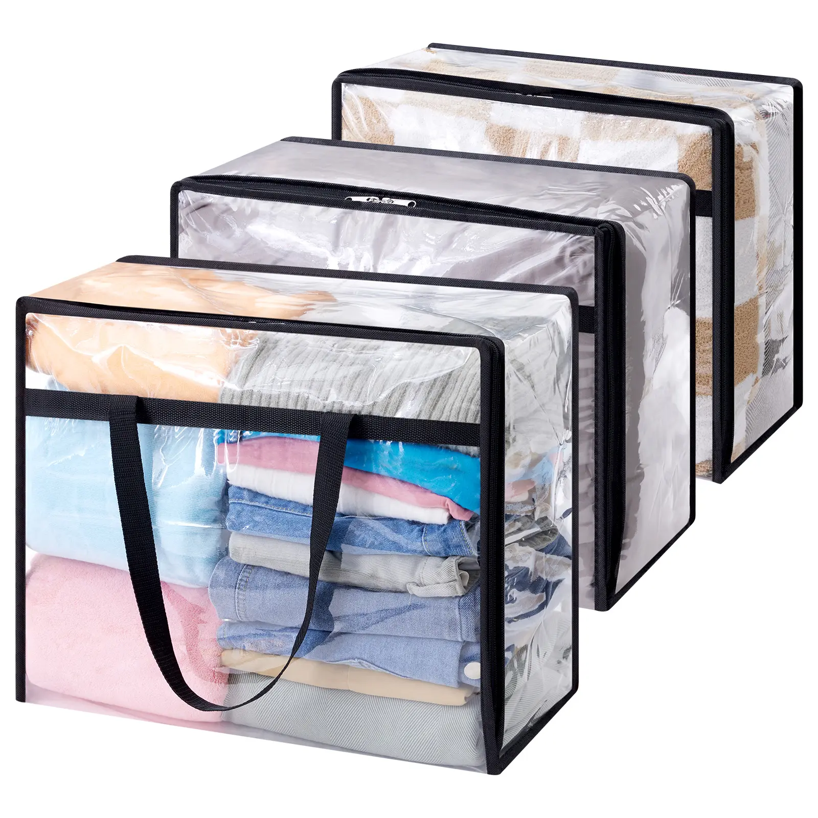 Lifewit Clear Clothes Storage Bags, 40L/60L Vinyl Moving Bags with Zipper for Comforter, Bedding, Duvet, Pillow, Closet Organizer,dorm essentials,home decor