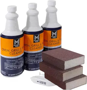 Commercial Oven, Grill and Fryer Cleaner 32 oz, 3 pk Comes With 3 Grill Griddle Cleaning Brick Block Household Kitchen