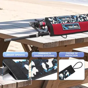 Neoprene Fishing Rod Sleeve, Puncture Resistant Fishing Rod Cover, Ideal for Storage & Transport, Fits Spinning & Trolling Rods, Fishing Accessories