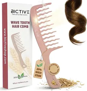 Wide Tooth Comb for Curls and Wavy Hair. Wave Comb for Detangling, Brushing Out Curls and Suitable  BICTIVE