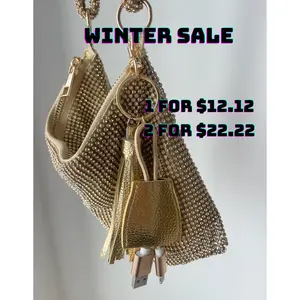 Power Up Leather Tassel Keychain- Gold