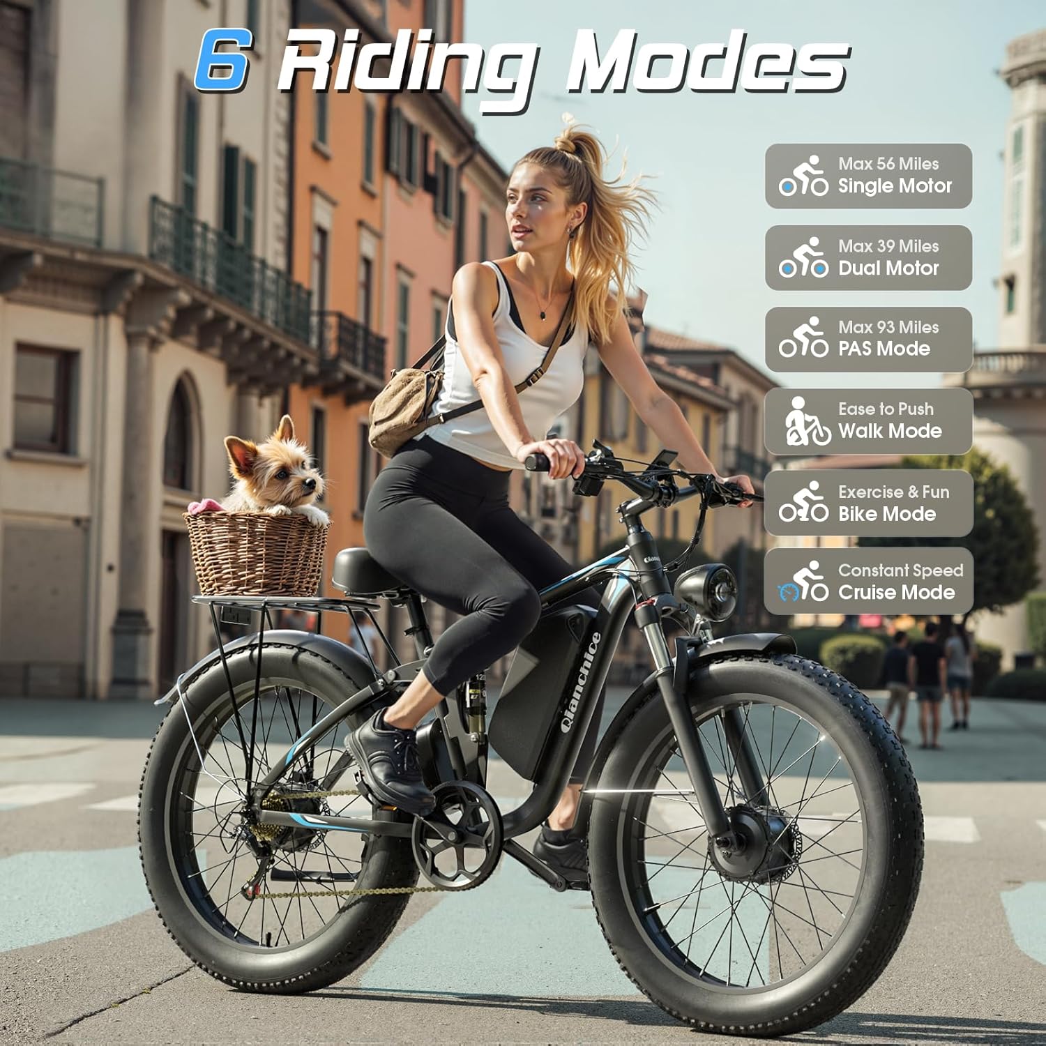 Qianchice Dual Motor Electric Bike for Adults, 4000WPeak 52V30AH Electric Bicycle with 24"X4"Fat Tire, Up to 40MPH 87 Miles Range, E-Bike for Men Women, UL 2849 Certified