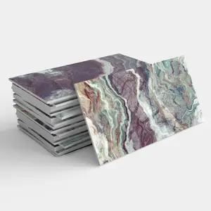 24/48/96 PCS TSF PVC+PET Crystal Foam Tile Stickers Purple Green Veined Natural Onyx Pattern Waterproof Oil-Proof for Kitchen Bathroom Floor Ceiling Tile Old Wood Home Decoration Decorative Sticker Decoration Items