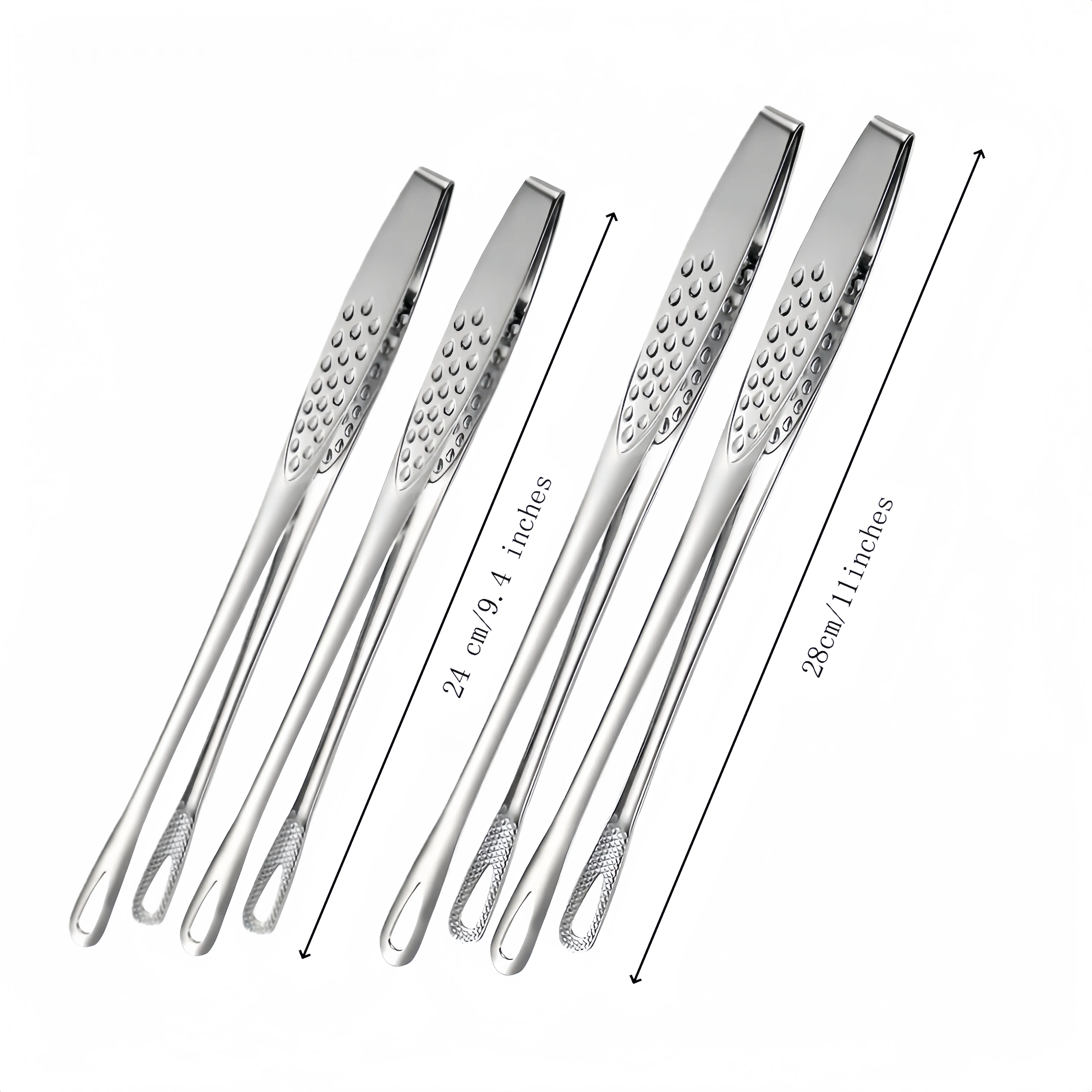 Stainless Steel Cooking Tongs Set - 2-Pack Metallic Utensils (11-inch & 9.4-inch), Rust-Proof Durable Kitchenware, Easy-Clean Finish, Barbecue Utensils Ideal for Flipping & Serving Indoor/Outdoor Steak