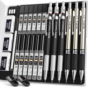 Nicpro 2.0 mm Art Mechanical Pencil Set,  Metal Drafting Pencils, Graphite Lead Holder for Writing, Sketching Drawing with Lead Refills Case