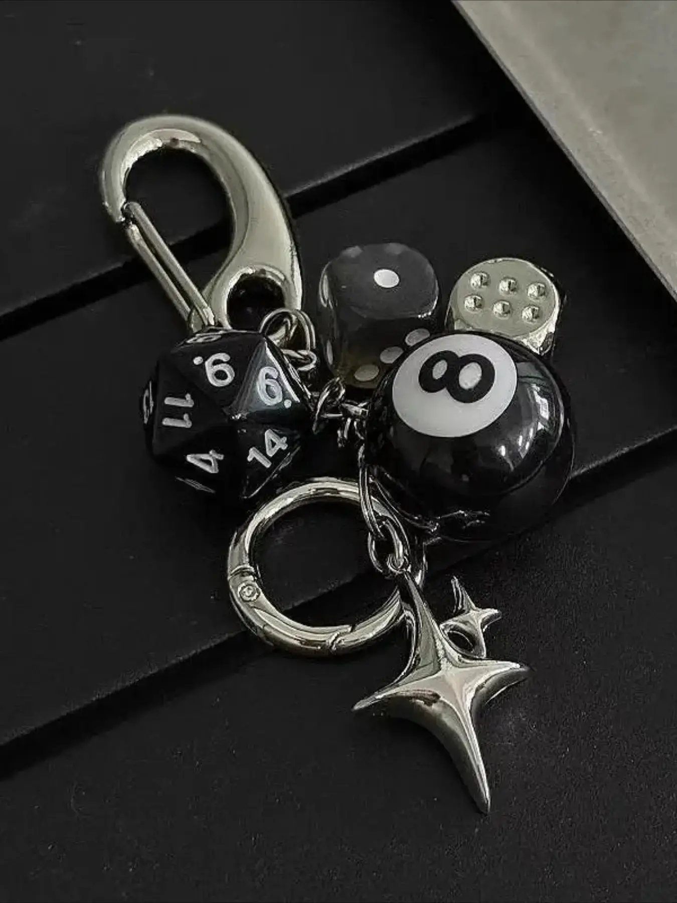 Y2K Dice Keychain, Punk Style Star Design, Alloy Bag Charm for Men & Women, Unisex Accessory, Keychain Accessories
