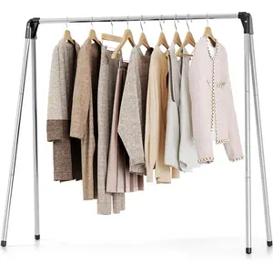 Foldable Clothes Drying Rack, Stainless Steel Laundry Drying Rack, Portable Free-Standing Large Capacity Garment Rack for Indoor Outdoor Use