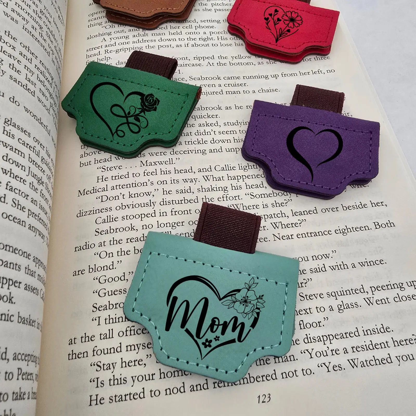 Personalized Leather Magnetic Bookmark with Birth Month Flower Engraving Custom Gift for Book Lovers Strong Hold for Softcover Books Ideal for Birthday or Holiday