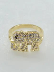 14k Gold Plated Elephant Ring, Unisex Lucky Anniversary Ring, Elegant Everyday Ring, Daily Wear, Zodiac Year, Gift for Holidays, Punk Style, Animal Pattern, All Seasons