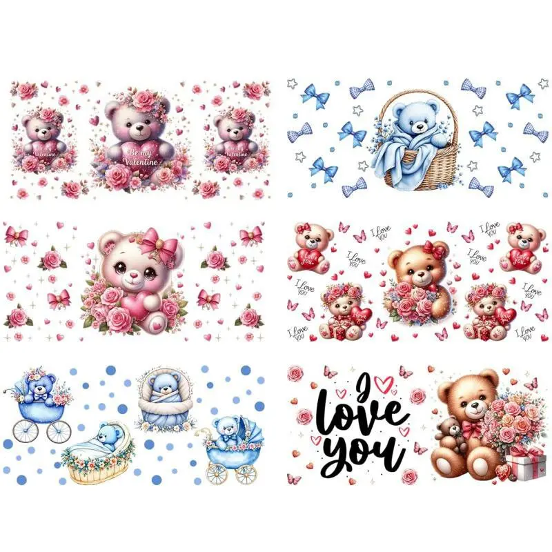 6pcs Horse Flower UV DTF Cup Wraps UV DTF Transfer Waterproof Customizable Stickers for Glass Cups Furniture Craft DIY Crafts Rub on Transfer Stickers for DIY Water Bottle Laptop Decal Wood Car (KQ1820)
