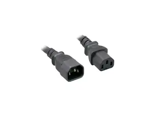 Nippon Labs 18 AWG AC Power Extension Cable, IEC320 C13/C14, 18AWG, SVT, 10A, 250V, Black, 3 ft. Power Cord