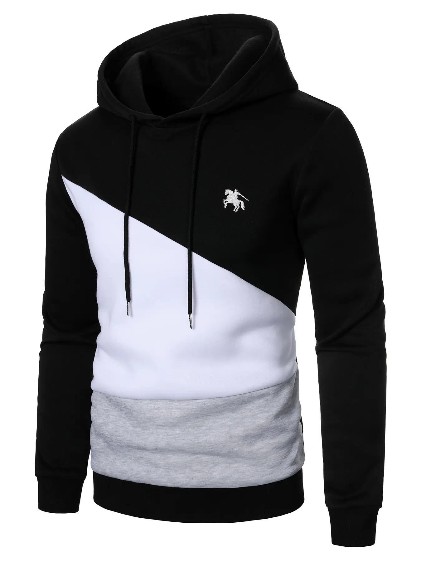 Men's Hooded Streetwear Sweatshirt Knitted Colorblock Patchwork Embroidered Fitted Casual Fall Winter Outdoor Thermal Warm Clothing Casual Streetwear Hoodie