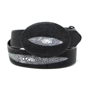 Los Altos Single Stone Stingray Belt- Black