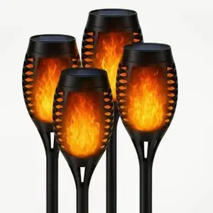 Solar torch - shaped lights, outdoor solar torch lights, waterproof solar garden lights, outdoor decorative lights, energy - saving and easy to install, suitable for decorating family gardens, lawns and courtyards.