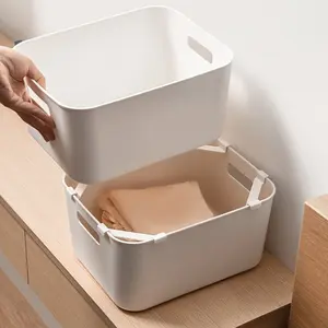 4pcs Contemporary Plastic Stacking Organizer Bins for Desktop, Kitchen Cabinets with Stackable Fixed Clamps, Multilayer Storage