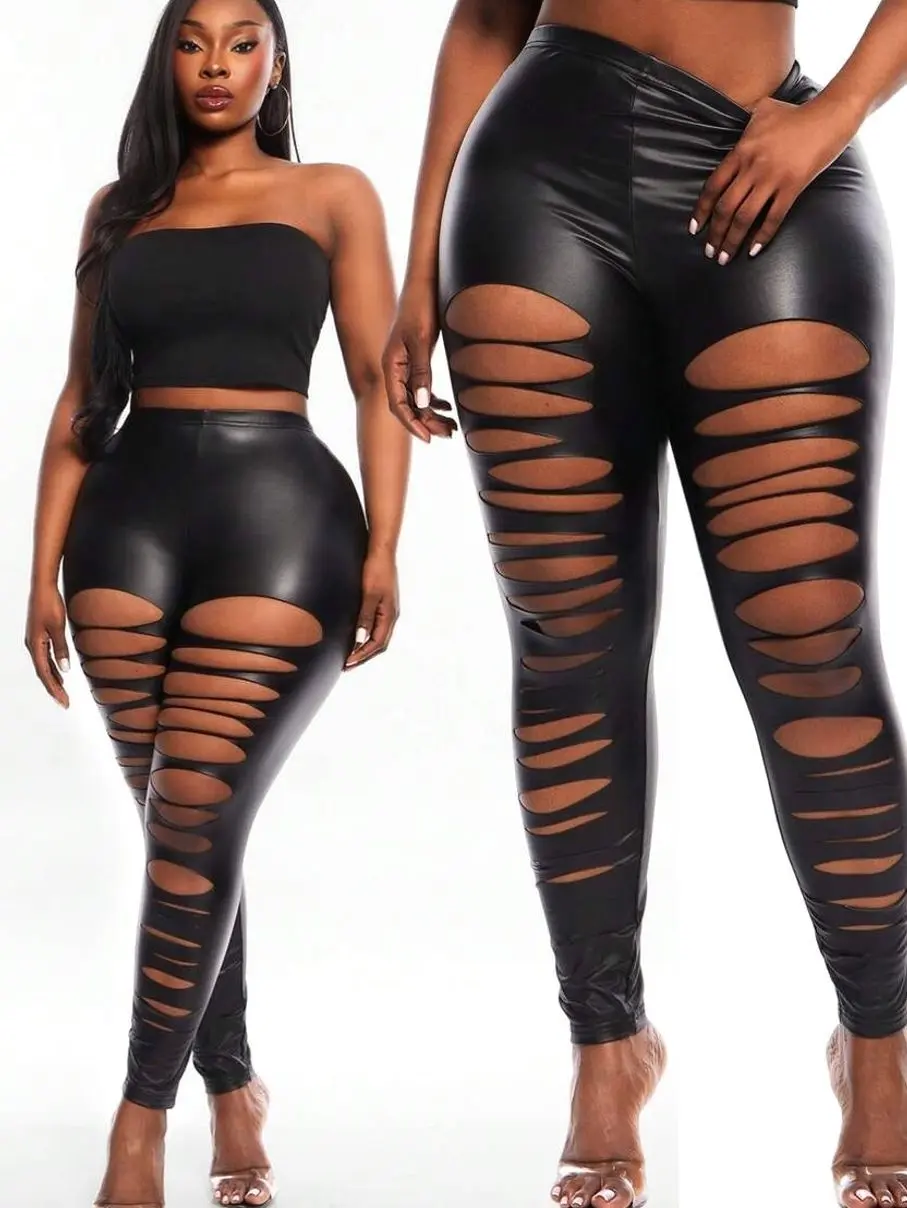 Plus Size Ripped Tie-Dye Leggings, High Waisted Stretchy Yoga Pants for Sports, Rave, and Streetwear
