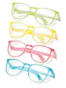 Transparent Candy Color Safety Glasses, Fashionable Round Frame, Comfortable All-Day Wear, Ideal for Lab, Outdoor, Care Environments, Fashion Eyeglasses, Clear Eyeglasses, Transparent Lens Glasses, Fashionable Frames Glasses