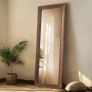 Rustic Farmhouse Full Length Mirror, 56"x21" Wooden Floor Mirror, Leaning or Hanging, Suitable for Bedroom, Living Room, Cloakroom