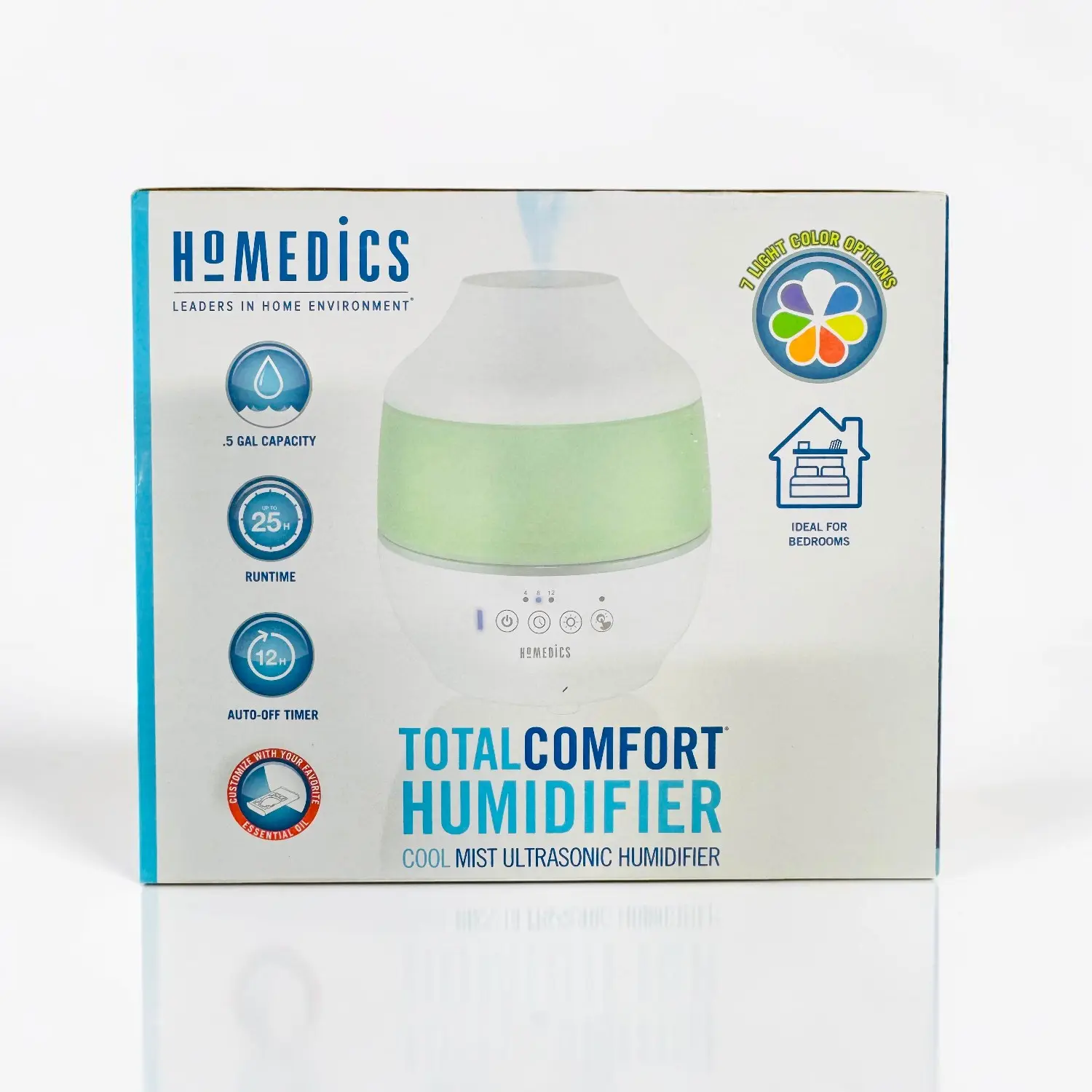 HoMedics TotalComfort Ultrasonic Cool Mist Humidifier - 0.5 Gal, Essential Oil Tray, 25-Hour Runtime, 7-Color Night Light (Home Heating Cooling Ventilation)