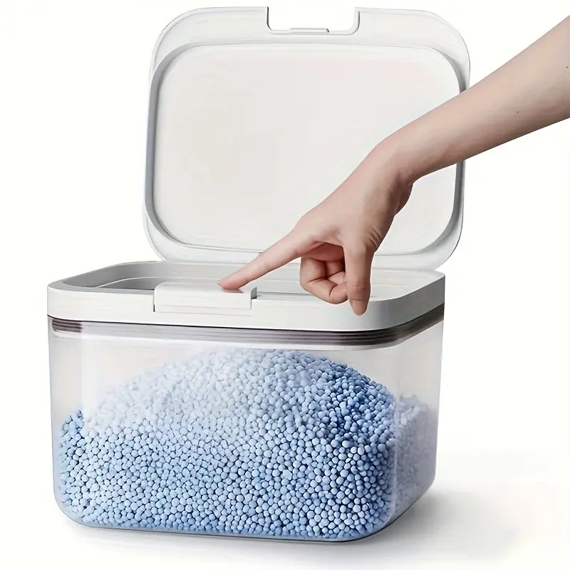 1PC Laundry Room Detergent Dispenser and Storage Basket Space Saving Organizer Durable Plastic Easy Use Button Lid Modern Laundry Accessories Home Organization Gifts for Halloween Christmas