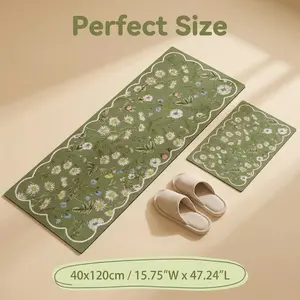 15.75x47.24 Inch Garden World Ultra Absorbent Non-Slip Bath Mat, Machine Washable Water Absorbent Rug for Bathroom, Kitchen, Shower, Toilet, Entryway & Bedroom  stone bath mats